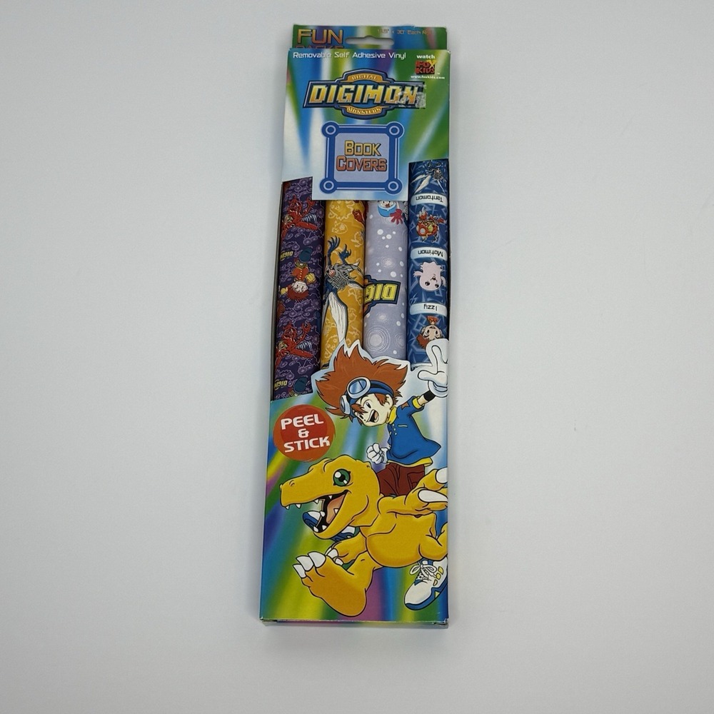 VTG Digimon Book Covers Peel & Stick Removable Self Adhesive Vinyl Box Of 4